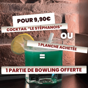 Soir de match ASSE à Saint Etienne, Chez Seven Squares Saint Etienne. offre spéciale : 9,90€, partie de bowling offerte